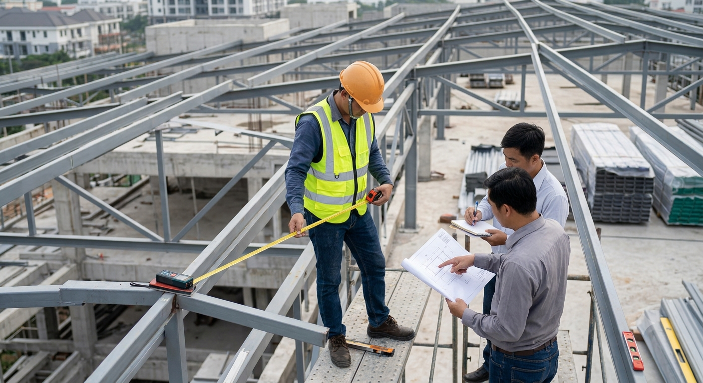Khảo sát kết cấu khung kèo và khoảng cách xà gồ